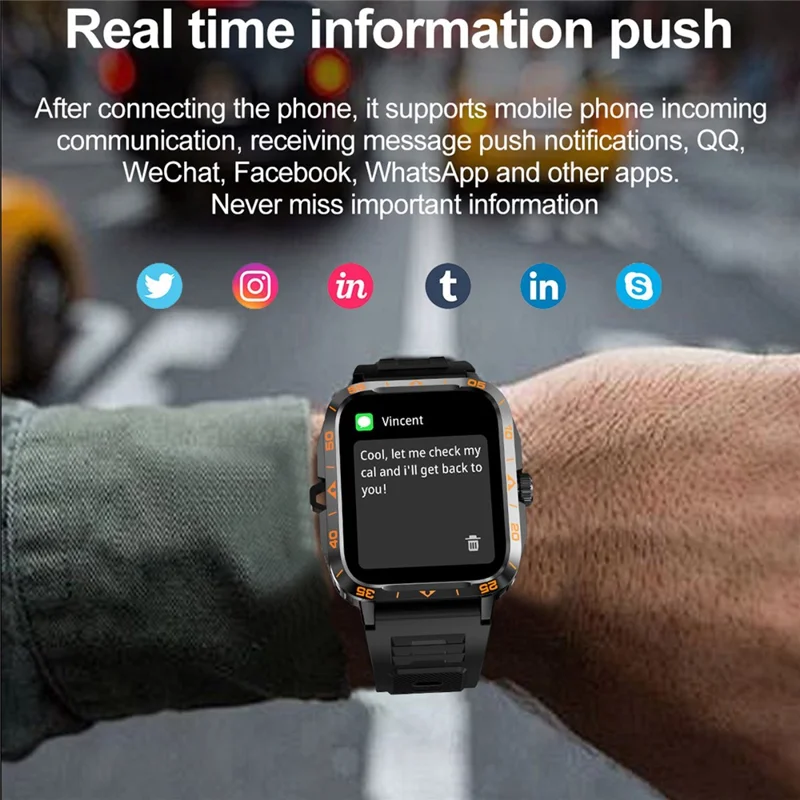ZW59 Bluetooth-compatible Calling Smart Watch Blood Pressure Sleep Health Monitoring Sports Watch with Flashlight - Orange