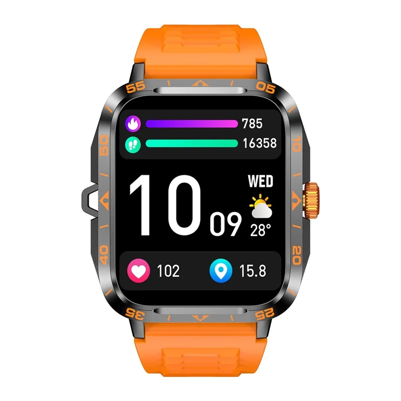 ZW59 Bluetooth-compatible Calling Smart Watch Blood Pressure Sleep Health Monitoring Sports Watch with Flashlight - Orange