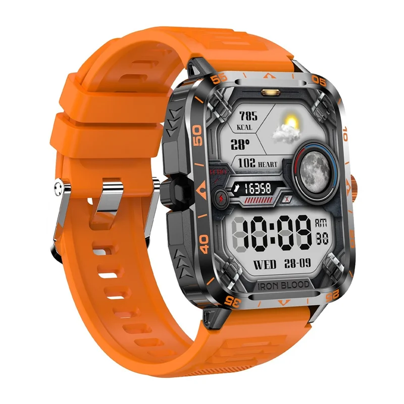 ZW59 Bluetooth-compatible Calling Smart Watch Blood Pressure Sleep Health Monitoring Sports Watch with Flashlight - Orange
