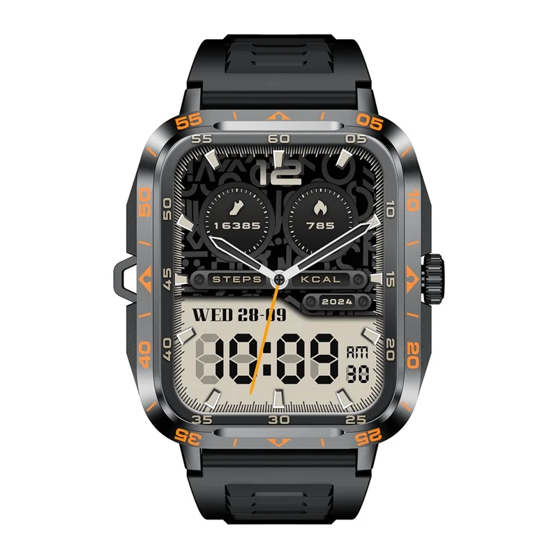 Zw59 Bluetooth Calling Smart Watch Blutdruck Schlafgesundheit Überwachung Sportuhr Mit Taschenlampe - Schwarz+orange