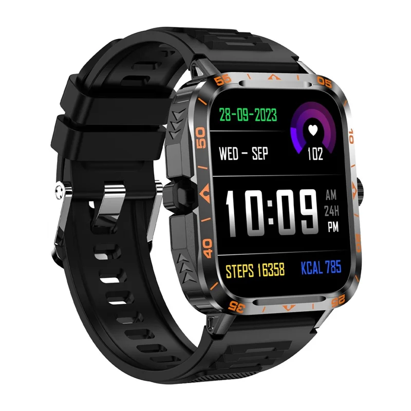 Zw59 Bluetooth Calling Smart Watch Blutdruck Schlafgesundheit Überwachung Sportuhr Mit Taschenlampe - Schwarz+orange
