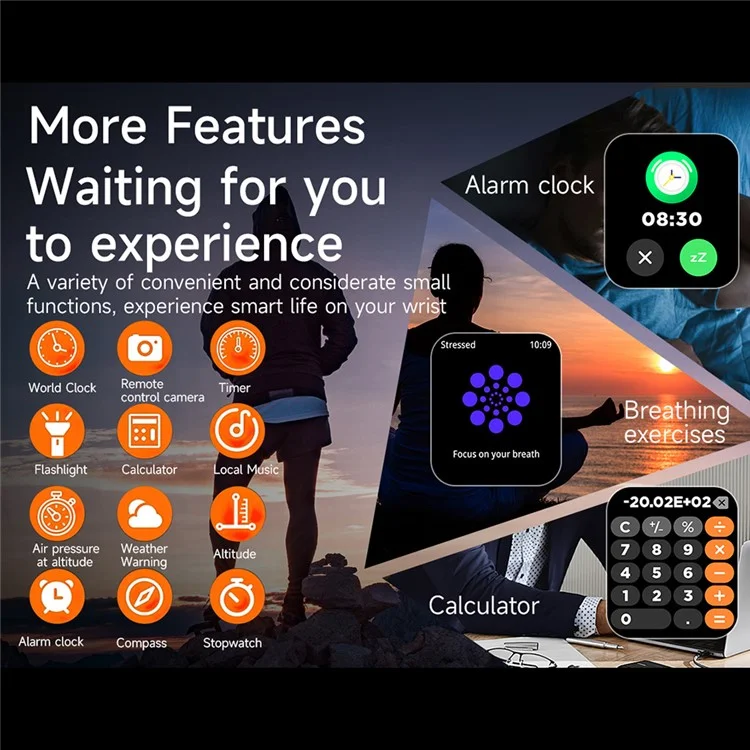 Zw69 Amoled Screen Smart Watch Dafit App Health Monitor Wasserdichte Sportuhr Mit Taschenlampe - Schwarz