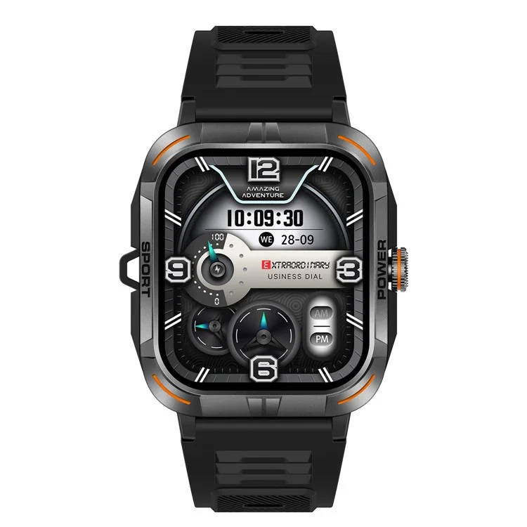 Zw69 Amoled Screen Smart Watch Dafit App Health Monitor Wasserdichte Sportuhr Mit Taschenlampe - Schwarz