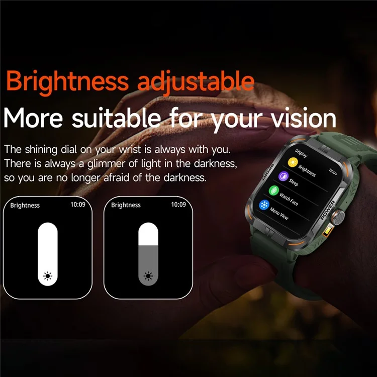 Zw69 Amoled Screen Smart Watch Dafit App Health Monitor Wasserdichte Sportuhr Mit Taschenlampe - Schwarz