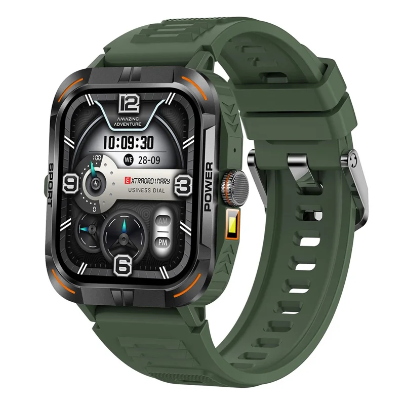ZW69 AMOLED Smart Watch Smart Dafit App Watch Monitor Water Imorts Sports Con Linterna - Verde