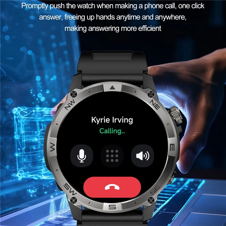 HK08 1.43-inch Smart Watch Heart Rate Sleep Health Monitoring Outdoor Sports Watch - Black