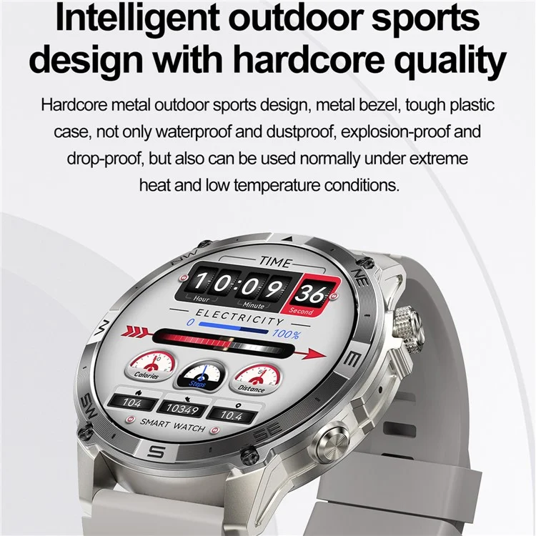 HK08 1.43-inch Smart Watch Heart Rate Sleep Health Monitoring Outdoor Sports Watch - Black