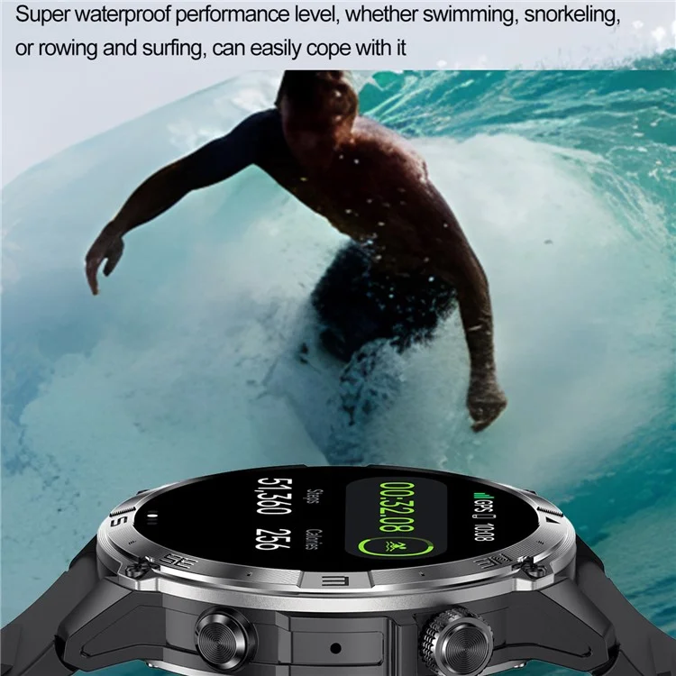 HK08 1.43-inch Smart Watch Heart Rate Sleep Health Monitoring Outdoor Sports Watch - Black