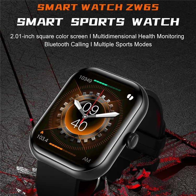 ZW65 2.01-inch Screen Smart Watch Health Monitor Bluetooth-compatible Call Waterproof Sports Watch - Black