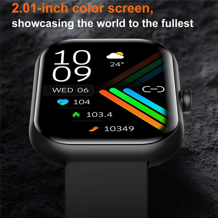 ZW65 2.01-inch Screen Smart Watch Health Monitor Bluetooth-compatible Call Waterproof Sports Watch - Black