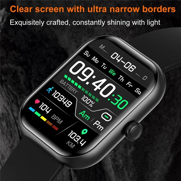 ZW65 2.01-inch Screen Smart Watch Health Monitor Bluetooth-compatible Call Waterproof Sports Watch - Black