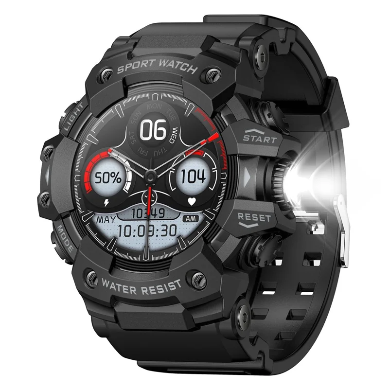 LC21 1.32-inch Bluetooth-compatible Calling Smart Watch Flashlight Compass SOS Health Monitoring Sports Watch - Black