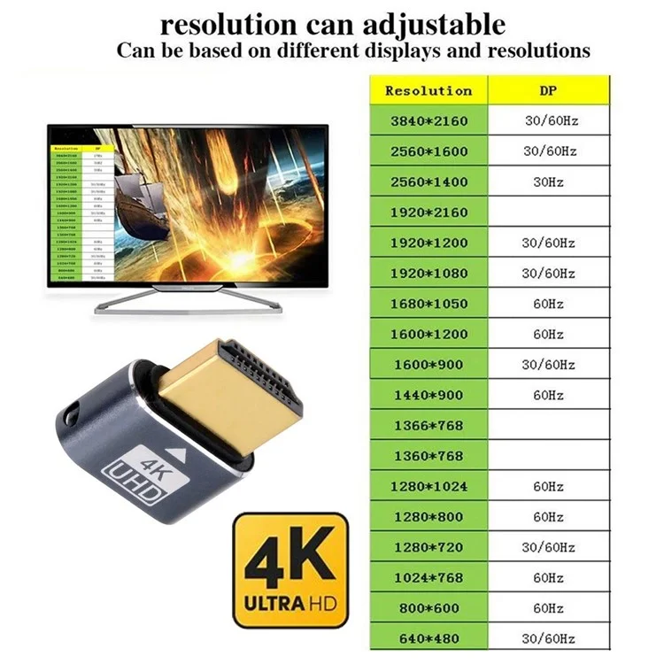 Adaptador de pantalla virtual HD-034-BK 4K HD 1.4 DDC EDID Dummy Plug Emulador de pantalla fantasma sin cabeza