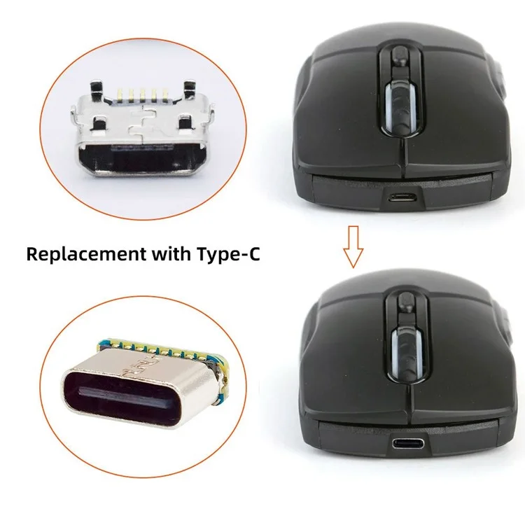 CN-032 10Pcs / Set DIY Solder Type-C Female Socket Connector Replace for Micro-USB 5Pin Female