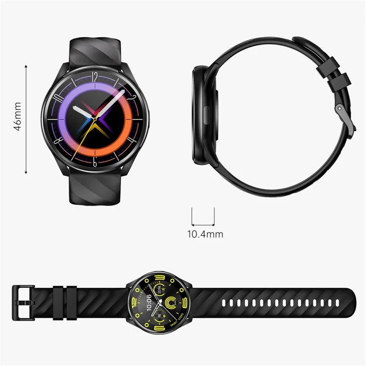 KT77 Bluetooth-compatible Call Smart Watch 1.46-inch Screen Heart Rate Sleep Monitoring Sports Watch - Black