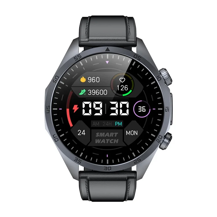 TK29 Leather Strap AMOLED Screen Smart Watch Sleep Health Monitoring Sports Watch - Black