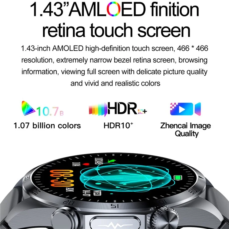 TK29 Leather Strap AMOLED Screen Smart Watch Sleep Health Monitoring Sports Watch - Black