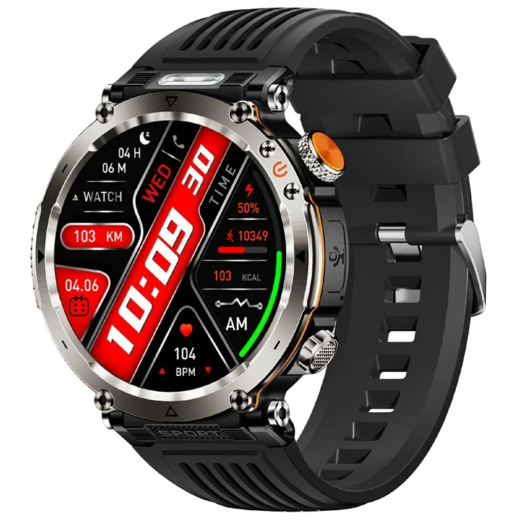 HT30 Silicone Strap 1.7-inch Smart Watch Health Monitoring Compass Sports Watch - Black