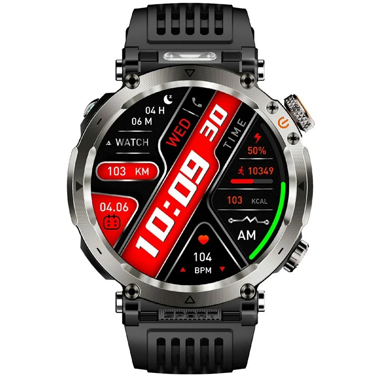 HT30 Silicone Strap 1.7-inch Smart Watch Health Monitoring Compass Sports Watch - Black