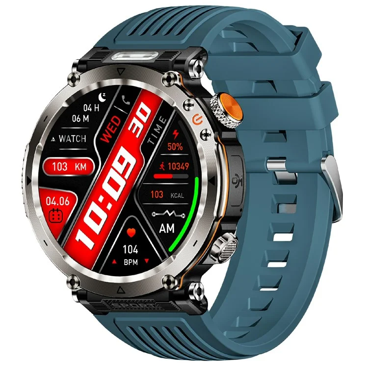 HT30 Silicone Strap 1.7-inch Smart Watch Health Monitoring Compass Sports Watch - Blue