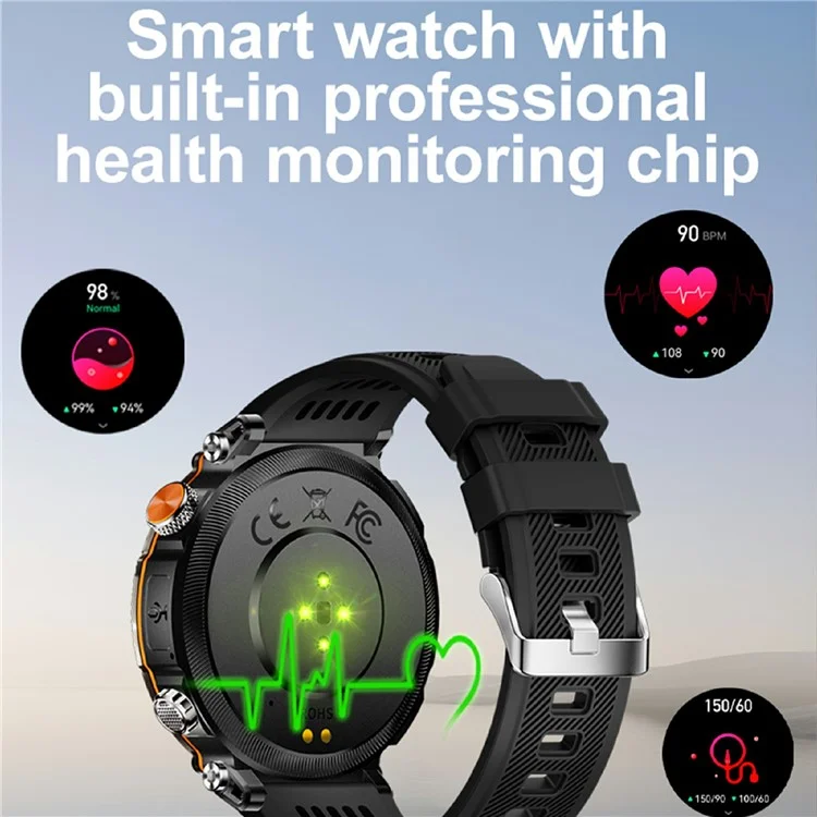 HT30 Silicone Strap 1.7-inch Smart Watch Health Monitoring Compass Sports Watch - Blue