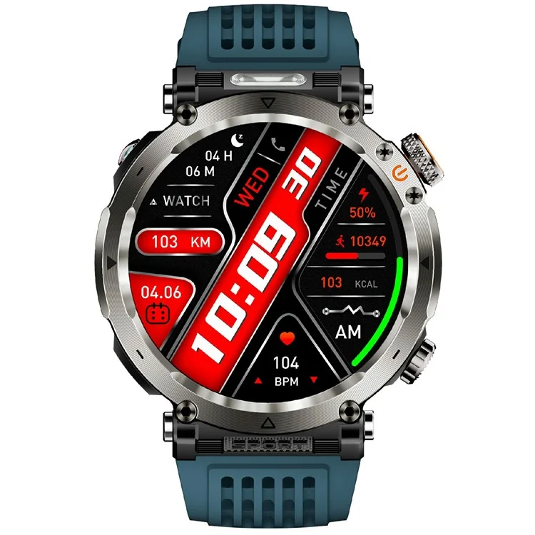 HT30 Silicone Strap 1.7-inch Smart Watch Health Monitoring Compass Sports Watch - Blue
