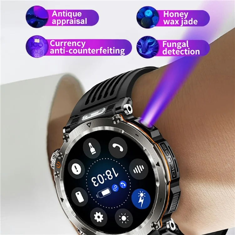 HT30 Silicone Strap 1.7-inch Smart Watch Health Monitoring Compass Sports Watch - Blue