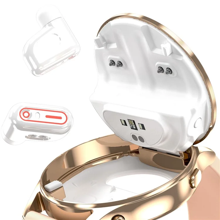 X17 Women TWS Earphones Smart Watch 2 in 1 Bluetooth-compatible Call Music Heart Rate Monitoring Watch - Gold
