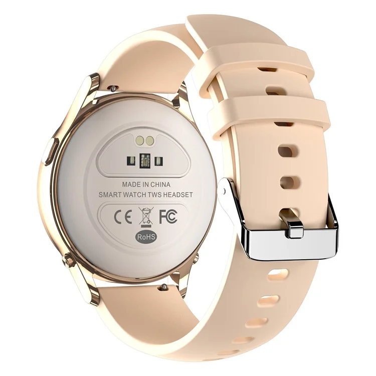 X17 Women TWS Earphones Smart Watch 2 in 1 Bluetooth-compatible Call Music Heart Rate Monitoring Watch - Gold