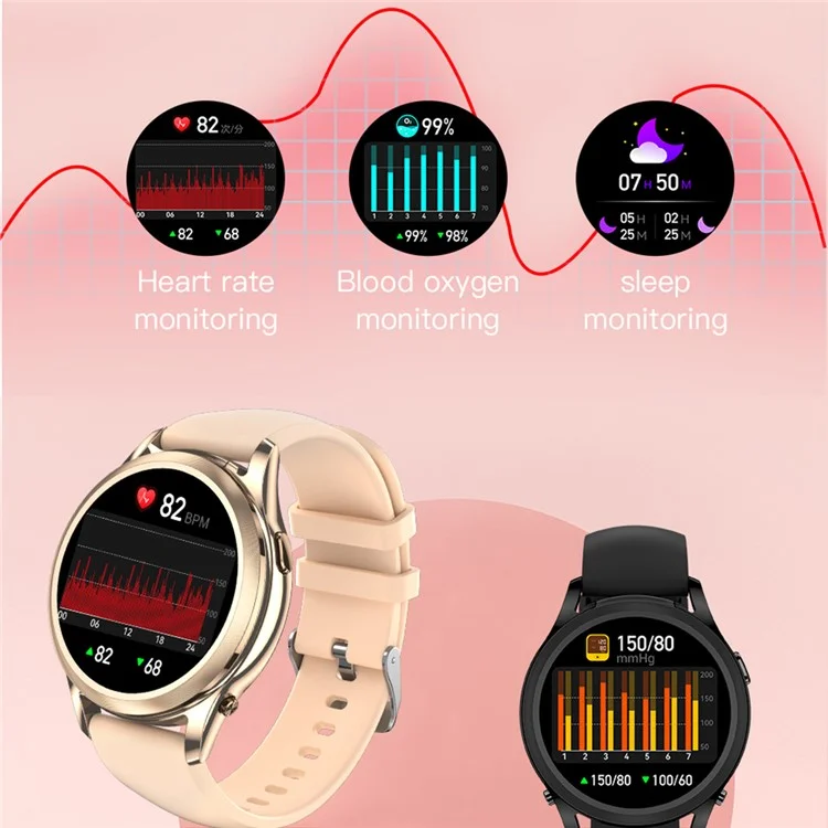 X17 Women TWS Earphones Smart Watch 2 in 1 Bluetooth-compatible Call Music Heart Rate Monitoring Watch - Gold