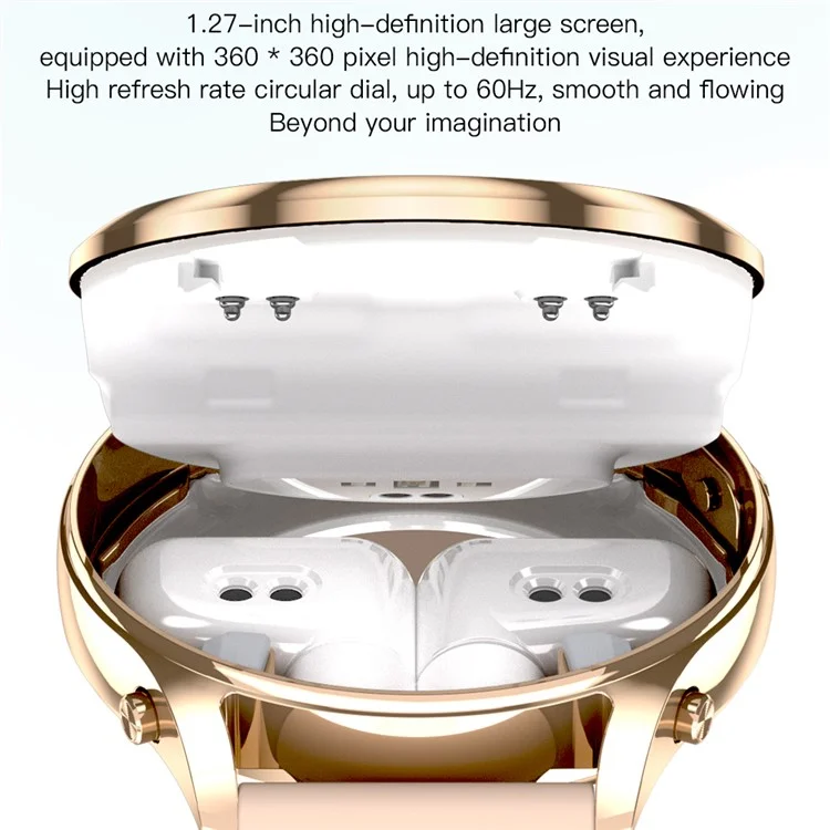 X17 Women TWS Earphones Smart Watch 2 in 1 Bluetooth-compatible Call Music Heart Rate Monitoring Watch - Gold