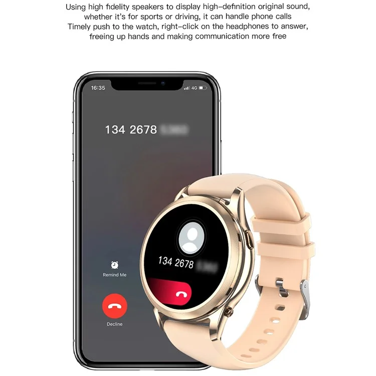 X17 Women TWS Earphones Smart Watch 2 in 1 Bluetooth-compatible Call Music Heart Rate Monitoring Watch - Gold