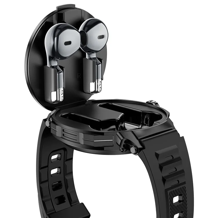 D11 2-in-1 TWS Earphones Smart Watch Bluetooth-compatible Call Health Monitoring Sports Watch - Black
