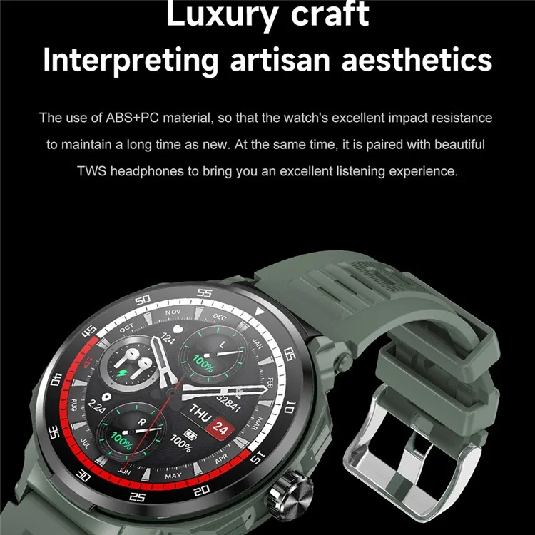 D11 2-in-1 TWS Earphones Smart Watch Bluetooth-compatible Call Health Monitoring Sports Watch - Black