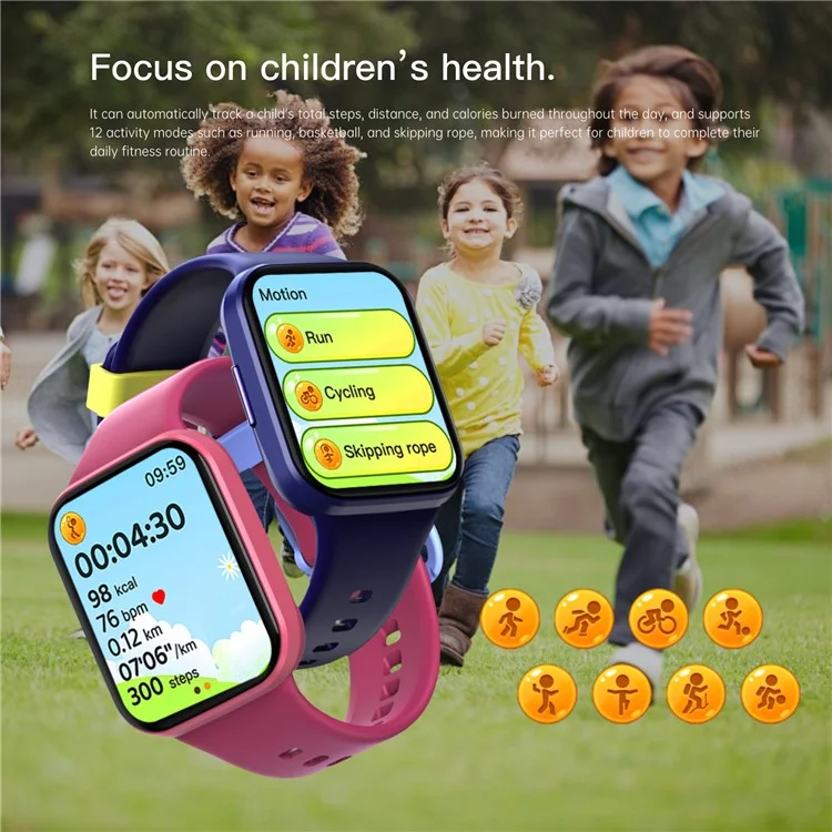 Orologio intelligente per bambini Wish 6 con monitoraggio della salute, fitness tracker interattivo e gestione delle attività con ricompense - Viola