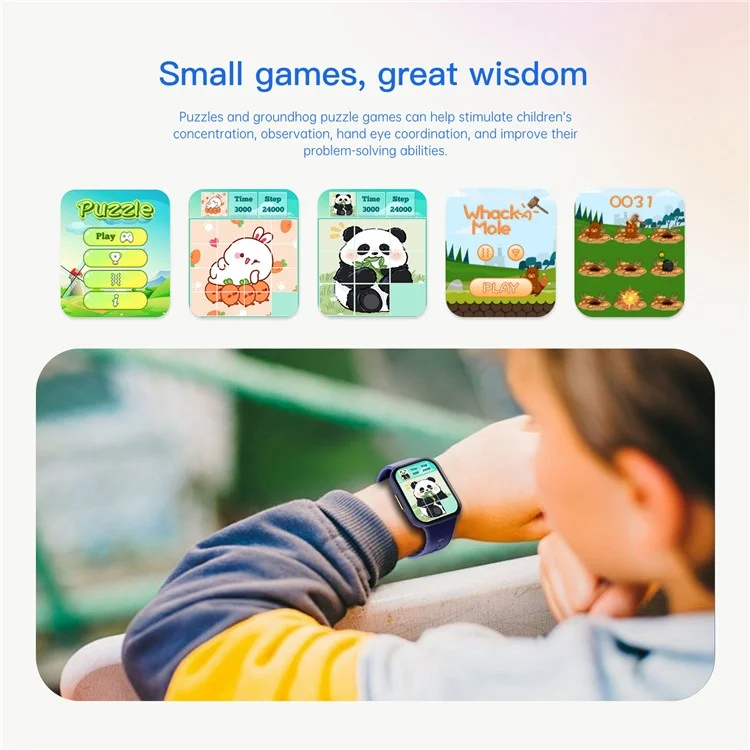 Orologio intelligente per bambini Wish 6 con monitoraggio della salute, fitness tracker interattivo e gestione delle attività con ricompense - Viola