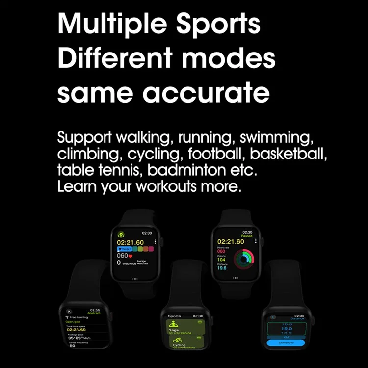 W10 Pro 2.08-inch Touch Screen Smart Watch 24H Heart Rate Monitor Sports Wristband - Black