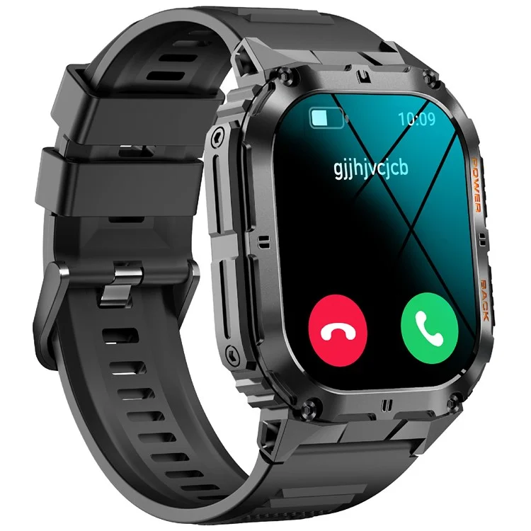 K61Pro 1.96-Zoll AMOLED-Bildschirm Smartwatch mit Gesundheitsüberwachung, Bluetooth-Anrufen und Sportverfolgung - Schwarz