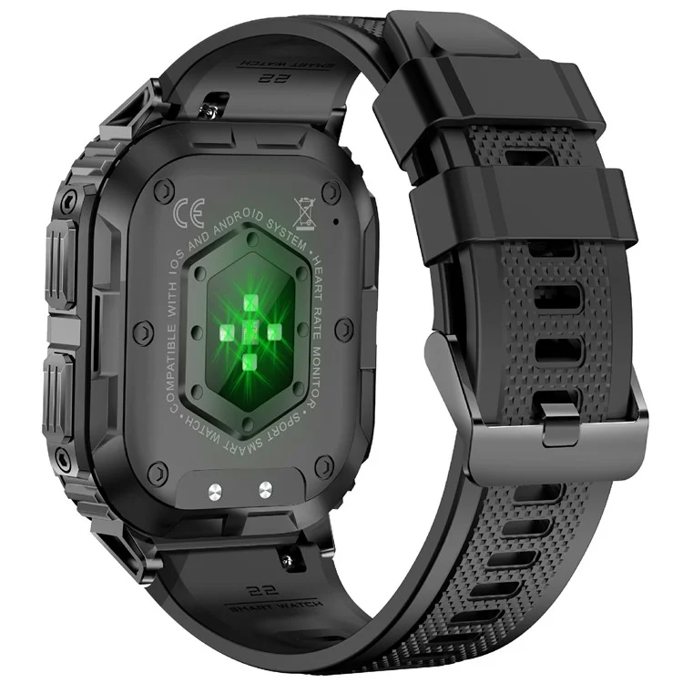 K61Pro 1.96-Zoll AMOLED-Bildschirm Smartwatch mit Gesundheitsüberwachung, Bluetooth-Anrufen und Sportverfolgung - Schwarz