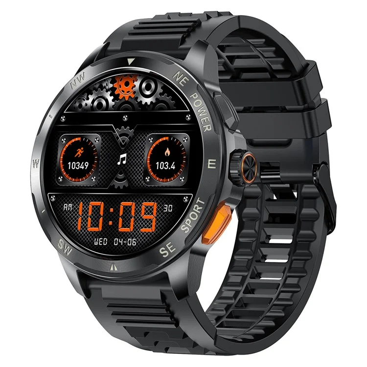 AK77 Silicone Strap 1.43-inch AMOLED Smart Watch Sleep Health Monitoring Bluetooth-compatible Call Sports Watch - Black