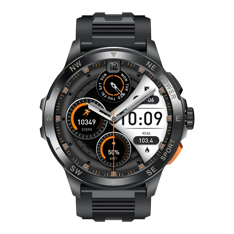 AK77 Silicone Strap 1.43-inch AMOLED Smart Watch Sleep Health Monitoring Bluetooth-compatible Call Sports Watch - Black