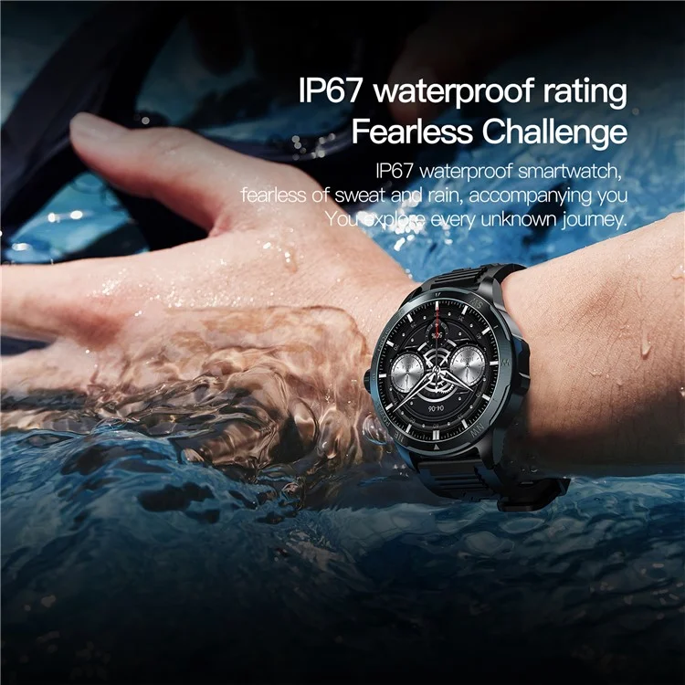 AK77 Silicone Strap 1.43-inch AMOLED Smart Watch Sleep Health Monitoring Bluetooth-compatible Call Sports Watch - Black