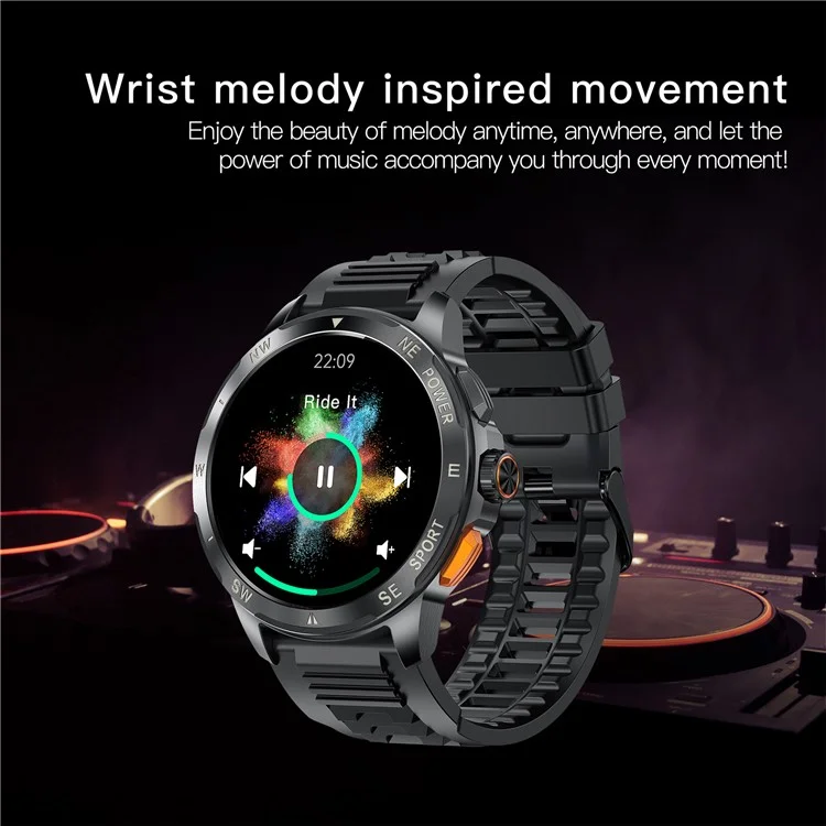 AK77 Silicone Strap 1.43-inch AMOLED Smart Watch Sleep Health Monitoring Bluetooth-compatible Call Sports Watch - Black