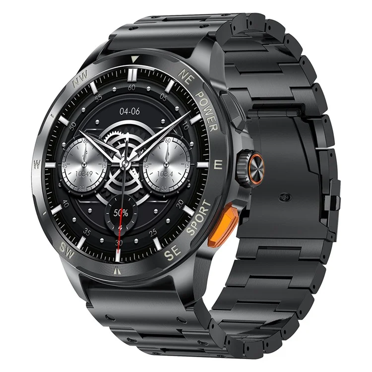 AK77 Steel Strap 1.43-inch AMOLED Smart Watch Sleep Health Monitoring Bluetooth-compatible Call Sports Watch - Black
