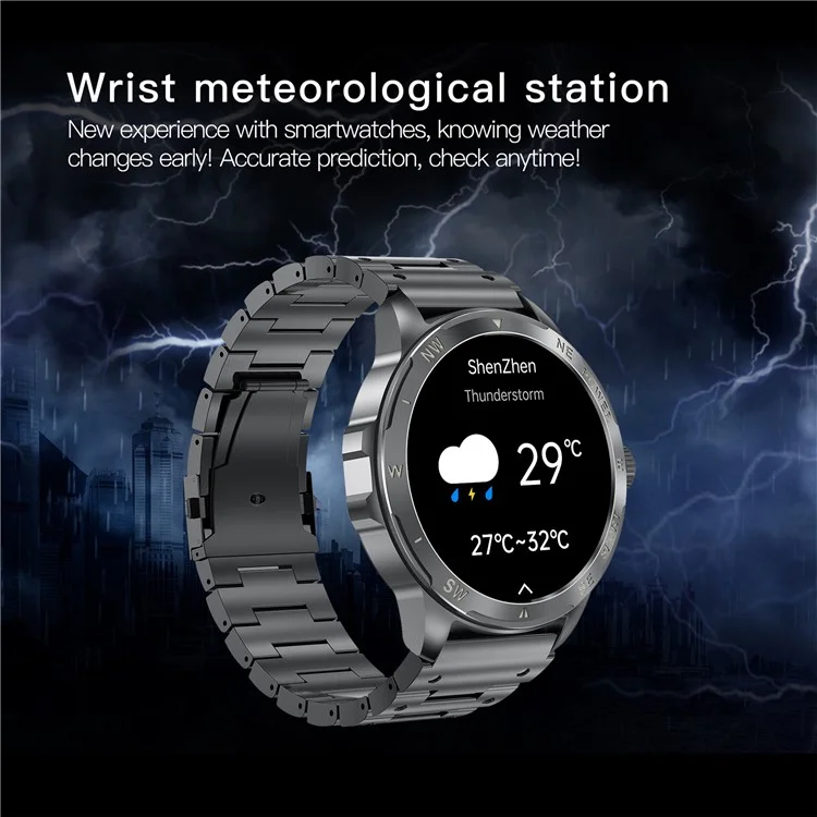AK77 Steel Strap 1.43-inch AMOLED Smart Watch Sleep Health Monitoring Bluetooth-compatible Call Sports Watch - Black