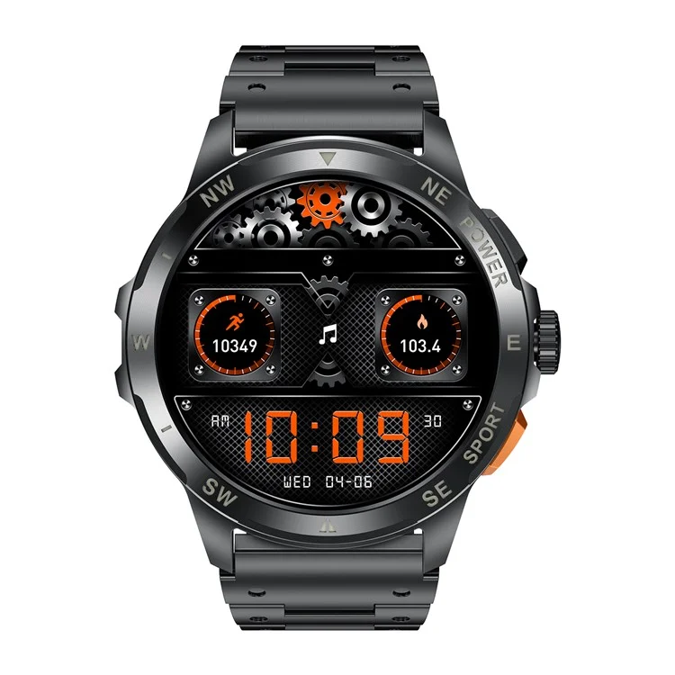 AK77 Steel Strap 1.43-inch AMOLED Smart Watch Sleep Health Monitoring Bluetooth-compatible Call Sports Watch - Black
