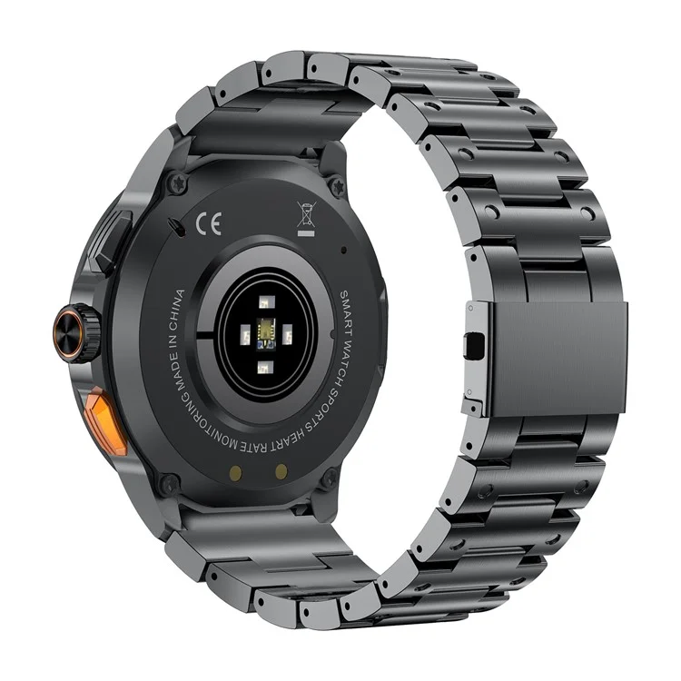 AK77 Steel Strap 1.43-inch AMOLED Smart Watch Sleep Health Monitoring Bluetooth-compatible Call Sports Watch - Black