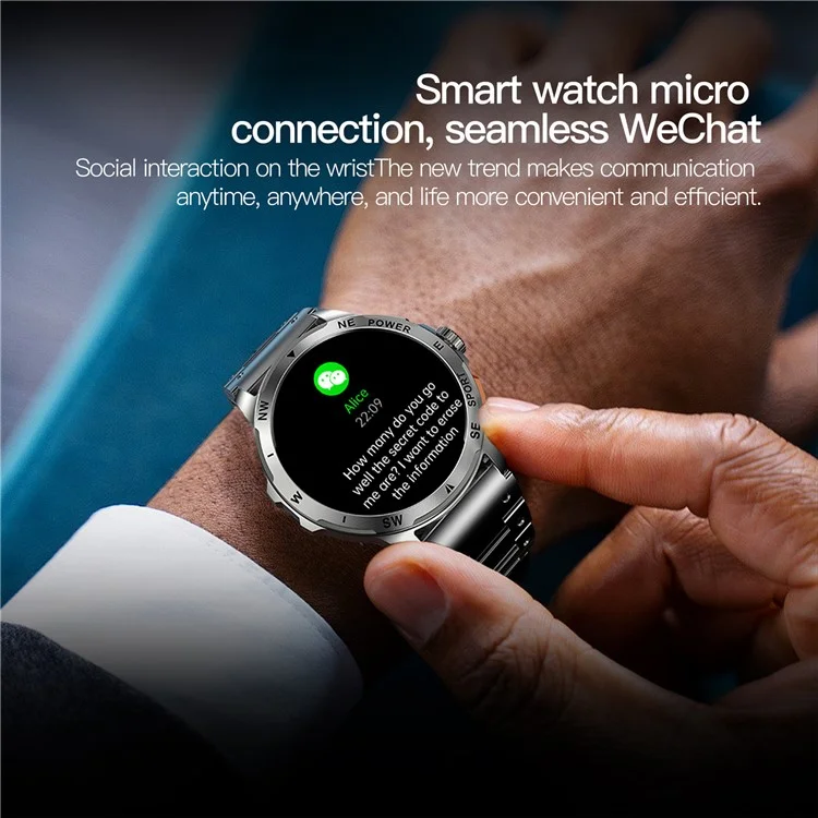 AK77 Steel Strap 1.43-inch AMOLED Smart Watch Sleep Health Monitoring Bluetooth-compatible Call Sports Watch - Black