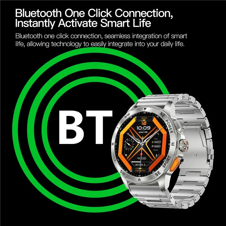 AK77 Steel Strap 1.43-inch AMOLED Smart Watch Sleep Health Monitoring Bluetooth-compatible Call Sports Watch - Black