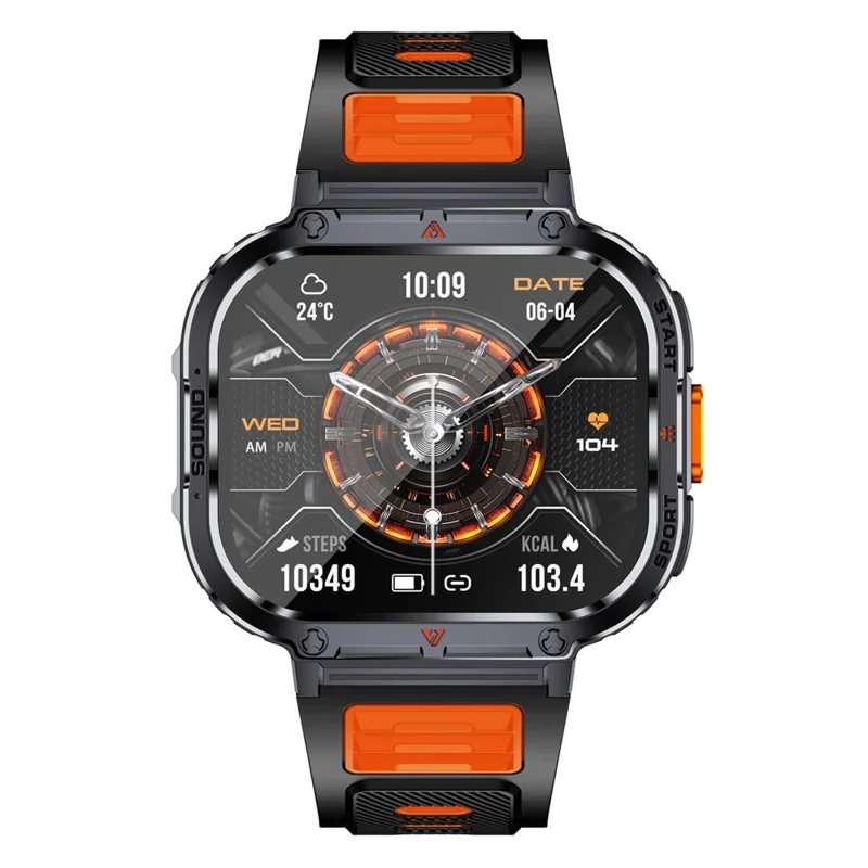 NX23 Fitness Tracker 2.0-inch Touch Screen Bluetooth-compatible Calling Health Monitoring Smart Watch - Orange